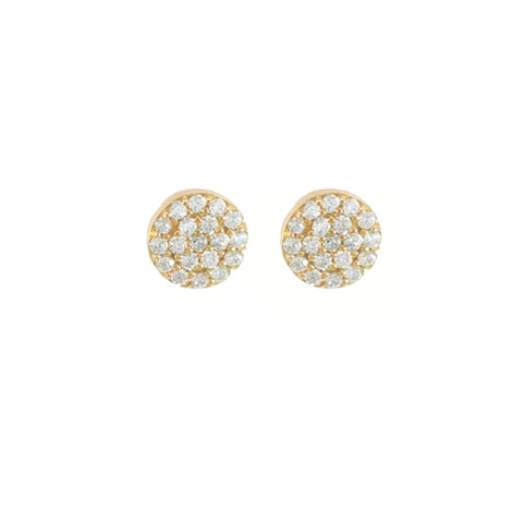 Orecchini Tondo Oro Giallo 9Kt Pavè Zirconi