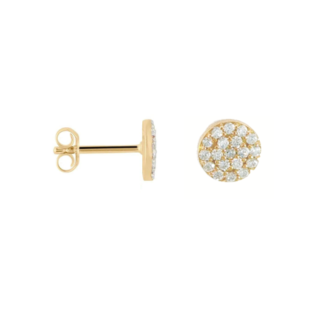 Orecchini Tondo Oro Giallo 9Kt Pavè Zirconi