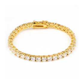 Bracciale Tennis Argento Dorato e Zirconi Bianchi 3mm