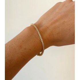 Bracciale Tennis Argento Dorato e Zirconi Bianchi 2mm