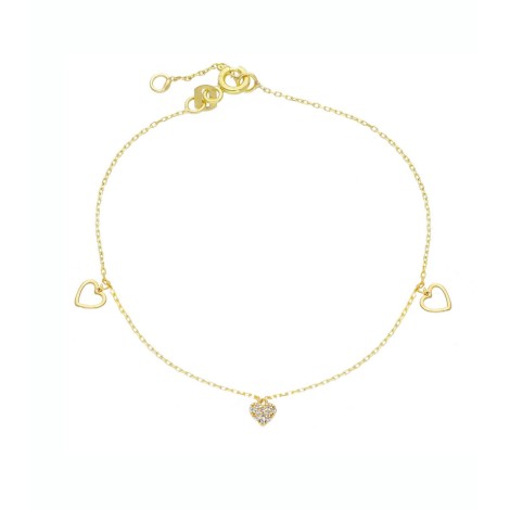 Bracciale Cuore Pendenti Oro Giallo 9kt