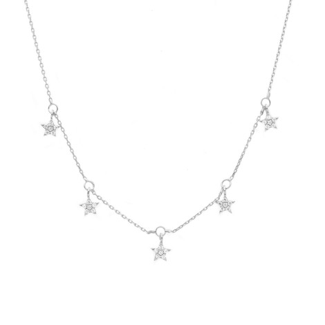 Collane Stelle Pendenti Oro Bianco 9kt