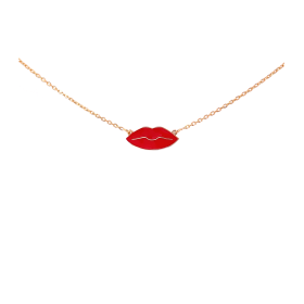 Collana Bocca Smalto Rosso e Argento Dorato