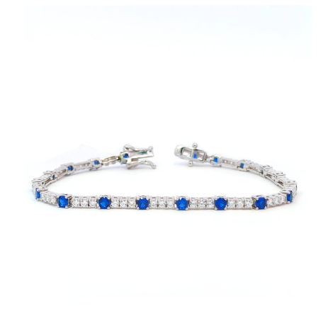 Bracciale Tennis Argento Zirconi Bianchi e Blu