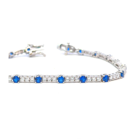 Bracciale Tennis Argento Zirconi Bianchi e Blu dettagli