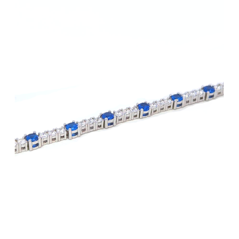 Bracciale Tennis Argento Zirconi Bianchi e Blu steso