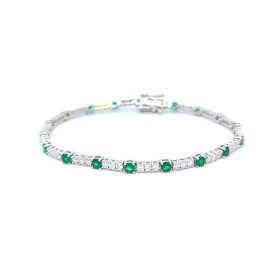 Bracciale Tennis Argento Zirconi Bianchi e Verdi