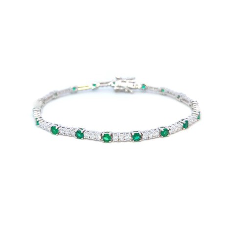 Bracciale Tennis Argento Zirconi Bianchi e Verdi