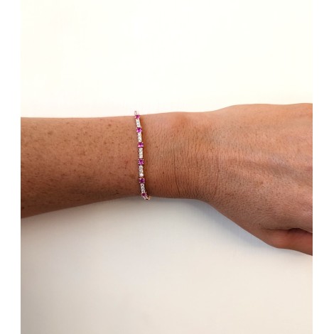 Bracciale Tennis Argento Rosato Con Zirconi Bianchi e Rosa indossato