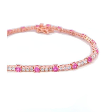 Bracciale Tennis Argento Rosato Con Zirconi Bianchi e Rosa dettagli