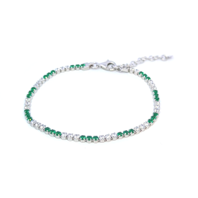 Bracciale Tennis Argento Zirconi Bianchi e Verdi Piccolo