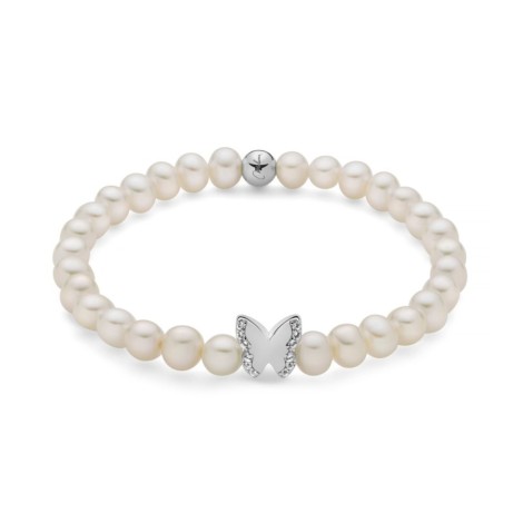 Bracciale Perla Miluna Argento e Topazi Bianchi PBR3502 Farfalla