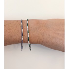 Bracciale Tennis Argento Zirconi Bianchi e Blu Piccolo indossata
