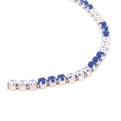 Bracciale Tennis Argento Zirconi Bianchi e Blu Piccolo dettagli