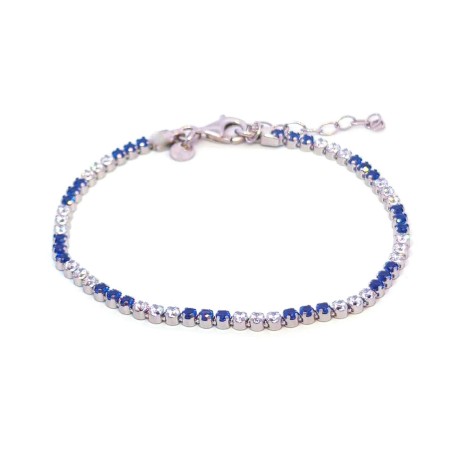 Bracciale Tennis Argento Zirconi Bianchi e Blu Piccolo