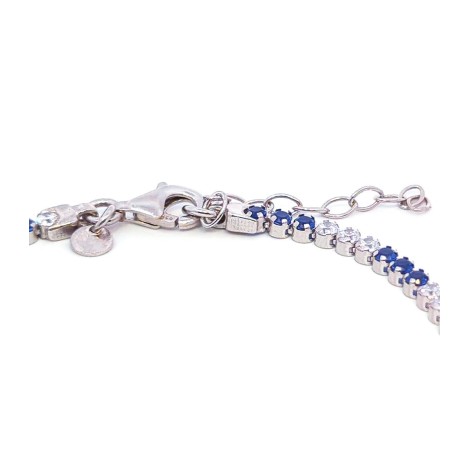 Chiusura Bracciale Tennis Argento Zirconi Bianchi e Blu Piccolo