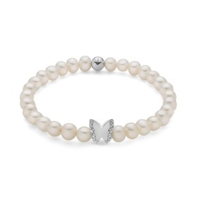 Bracciale Perla Miluna Argento e Topazi Bianchi Farfalla