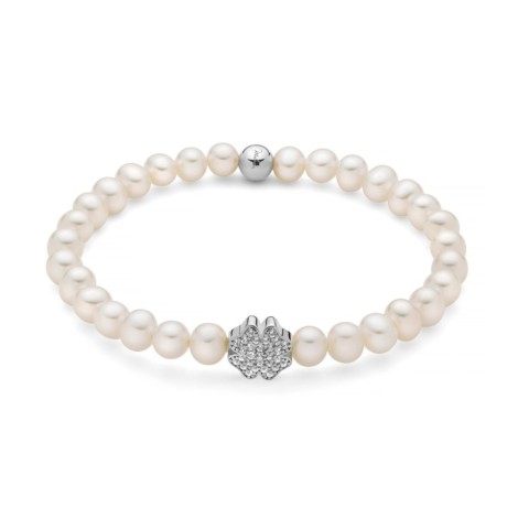 Bracciale Perla Miluna Argento e Topazi Bianchi PBR3501G Quadrifoglio