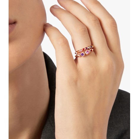 Bracciale Elastico In Quarzo Rosa Naturale Con Strass | Gioiello Donna Per San Valentino - Confezione Regalo
