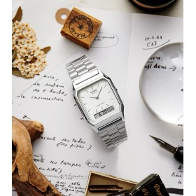 Orologio Casio Digitale Vintage Edgy Collection Acciaio Bianco AQ-230A-7AMQYES