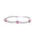 Bracciale Tennis Argento Zirconi Bianchi e Fiori Rosa