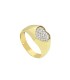 Anello Chevalier Oro Giallo 9kt E Cuore Zirconi Bianchi