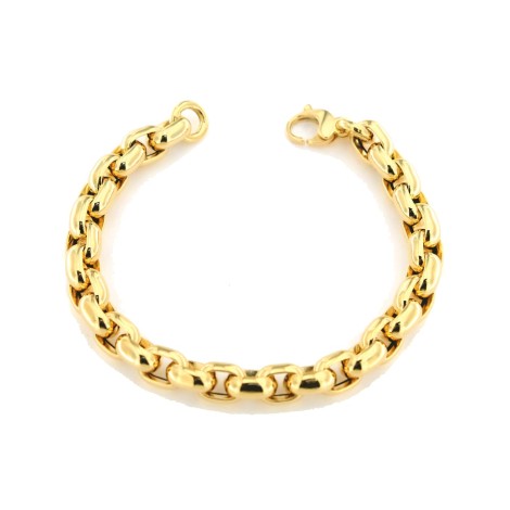 Bracciale Catena Rolò Ovale Grande Oro Giallo 18kt