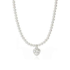 Collana Perle Con Cuore Zircone