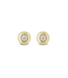 Orecchini in oro giallo 9kt e pietre Cubic Zirconia CZ quadrate di 6mm