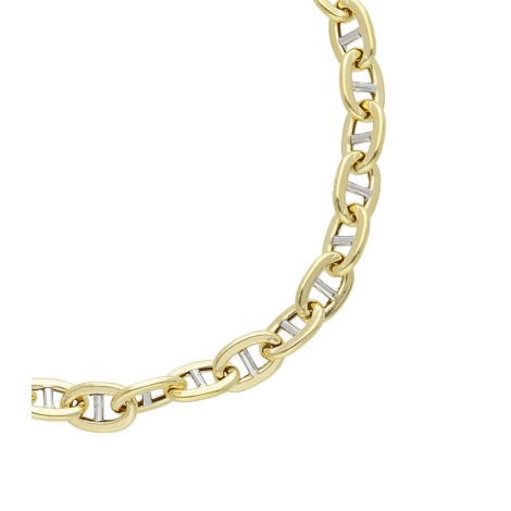 Bracciale Catena Traversino Oro Giallo e Oro Bianco 18kt