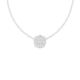 Collana Punto Luce Pavè Oro Bianco 9kt E Diamanti