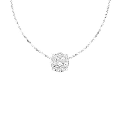 Collana Punto Luce Pavè Oro Bianco 9kt E Diamanti