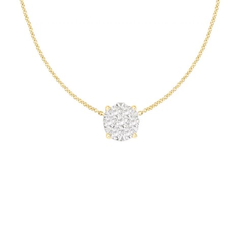 Collana Punto Luce Pavè Oro Giallo 9kt E Diamanti