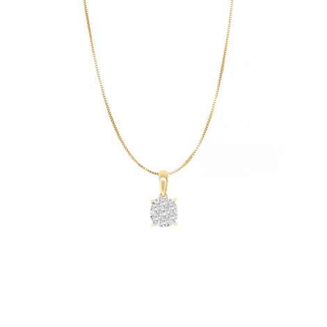 Collana Punto Luce Pavè Pendente Oro Giallo 9kt E Diamanti