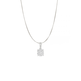 Collana Punto Luce Pavè Pendente Oro Bianco 9kt E Diamanti