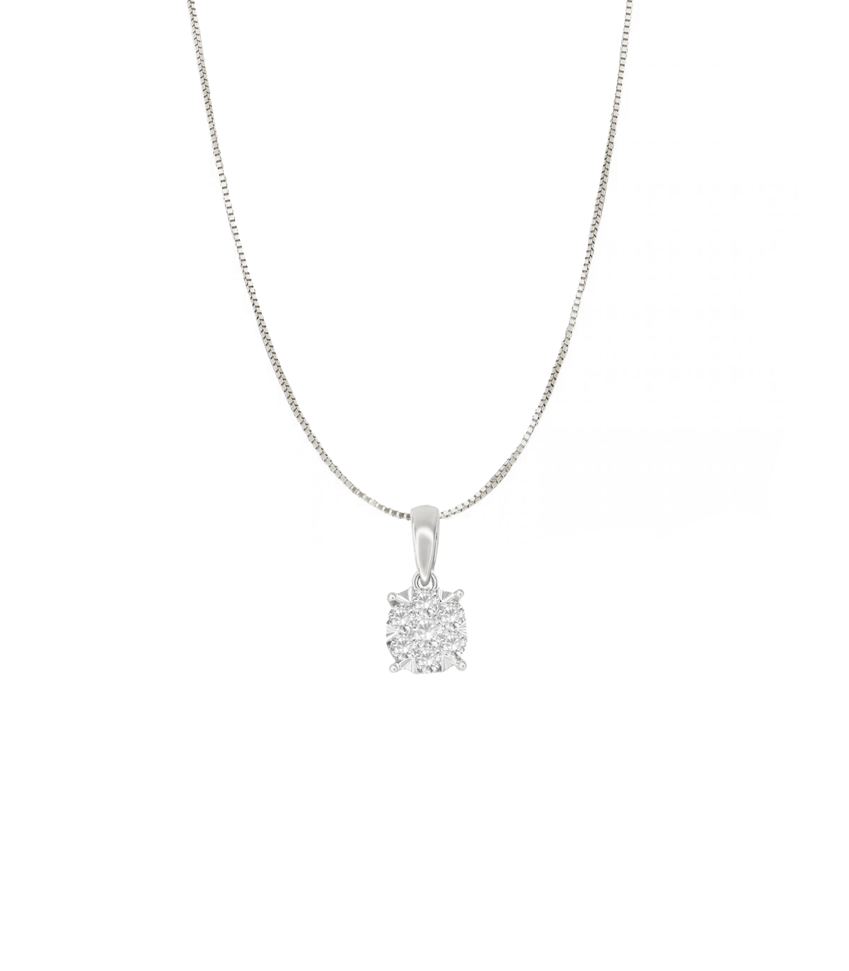 Collana Punto Luce Pave Pendente Oro Bianco 9kt E Diamanti MiRaggi