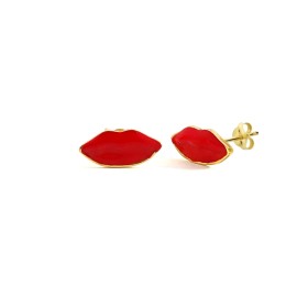Orecchini Bocca Smalto Rosso e Argento Dorato