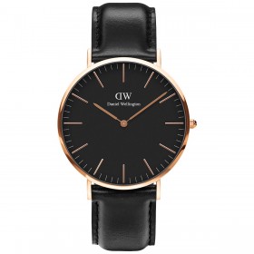 Daniel Wellington Classic Sheffield Orologio Da Uomo – Quadrante Nero 40mm, Cinturino In Vera Pelle Italiana Nera, Movimento Giapponese Al Quarzo, Impermeabile 3 ATM, Design Scandinavo Minimalista