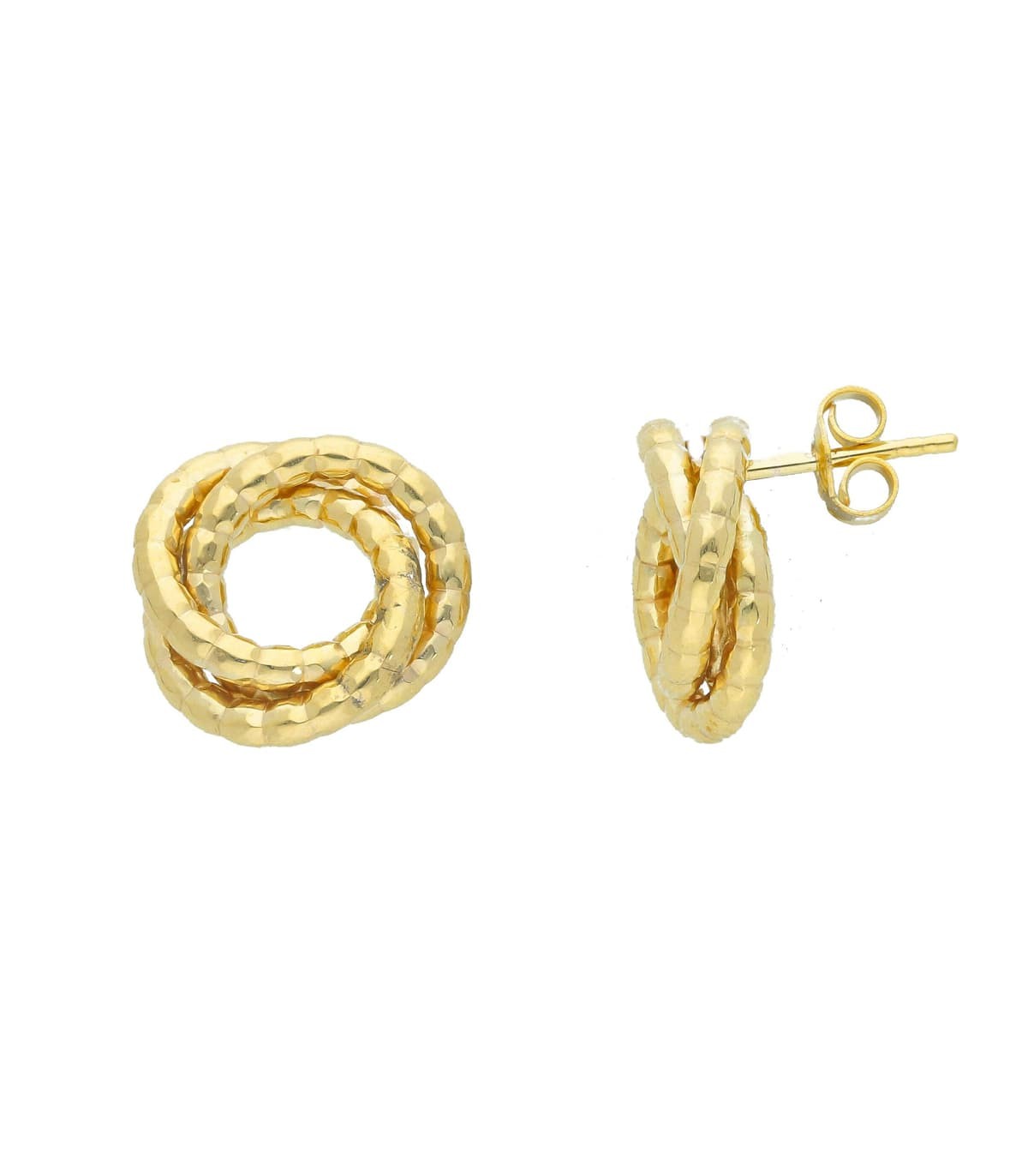 Orecchini A Nodo Celtico In Oro Giallo 9kt - Quadrati 7x7mm - Chiusura A Farfallina - Peso 0,29g