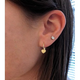 Orecchini Cuore Oro Giallo 9kt Monachina indossati