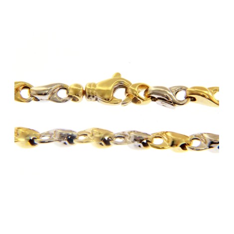 Collana Tubetti Oro Bicolore 9kt Spessa