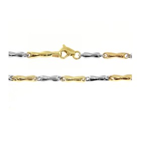 Collana Tubetti Oro Bicolore 9kt Alternata 1/1 chiusura