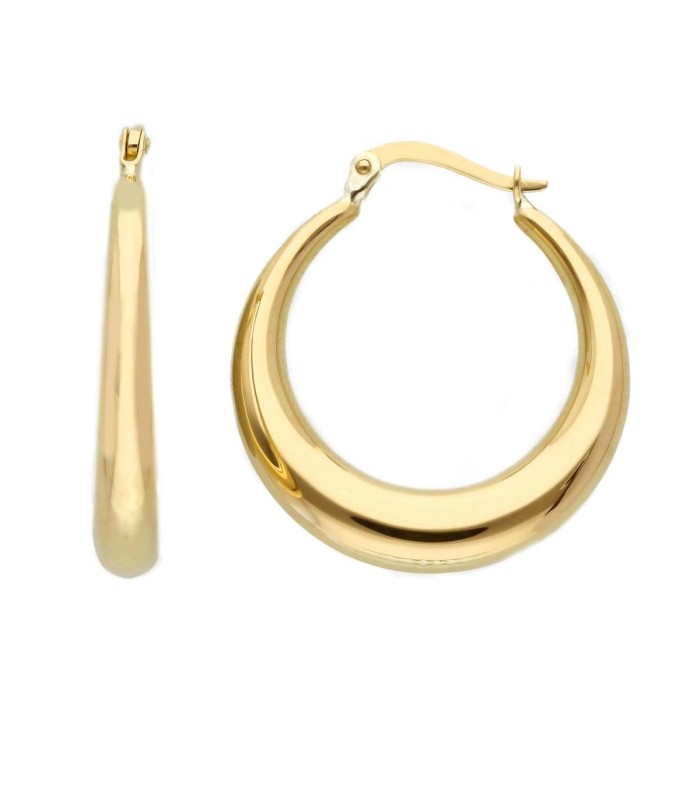 Orecchini Creole Ovali Intrecciati In Oro 9kt, Cerchi Piccoli 2,1x1,3 Cm, Con Punzone 9K, In Confezione Regalo - 2