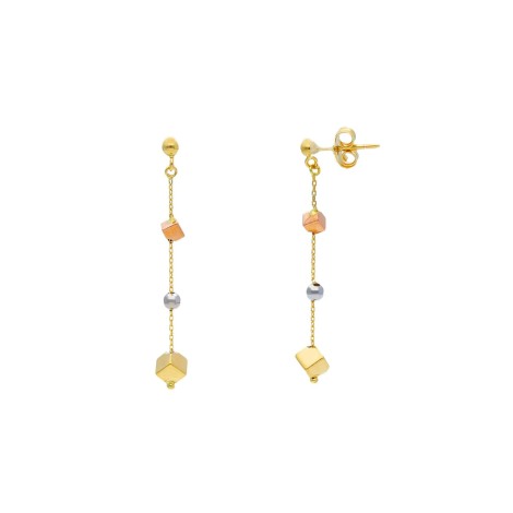 Orecchini Pendenti Oro tricolore 18kt