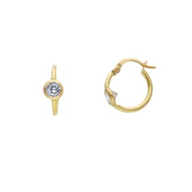 Orecchini Cerchi Oro Giallo 18kt e Zircone