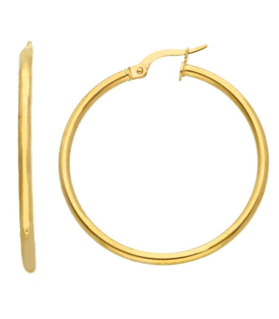 Orecchini a Cerchio Oro Giallo 9kt Sezione 2 mm Diametro 30 mm - Maiocchi Milano - Maiocchi