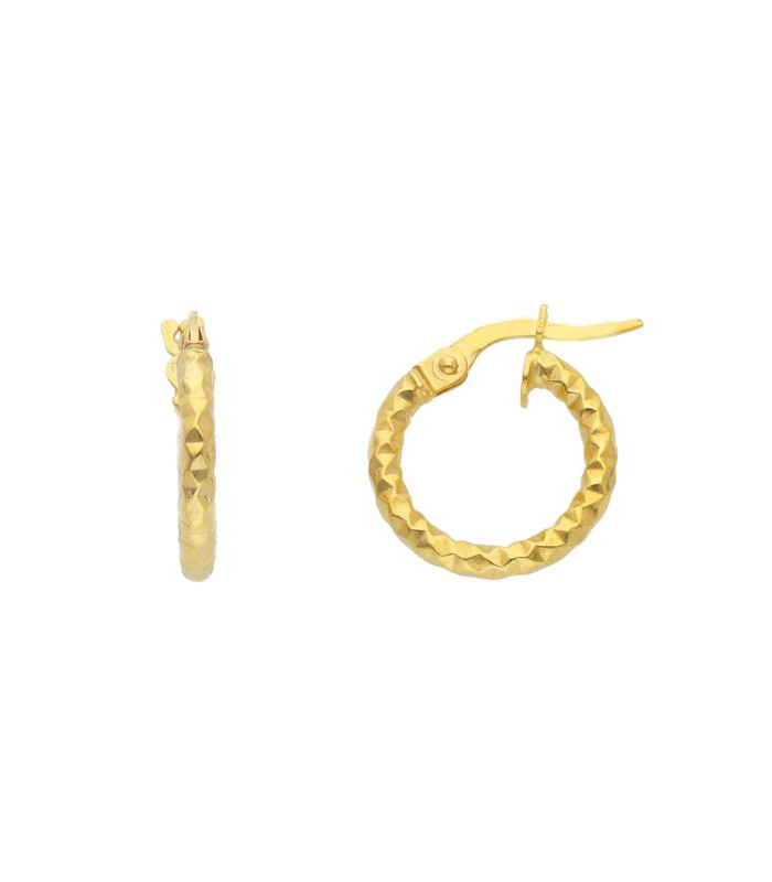 Orecchini A Cerchio Ovali In Oro Giallo Su Argento Sterling 9kt - Foto 7