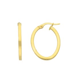 Orecchini Cerchi Ovali Oro Giallo 9k Canna Quadrata