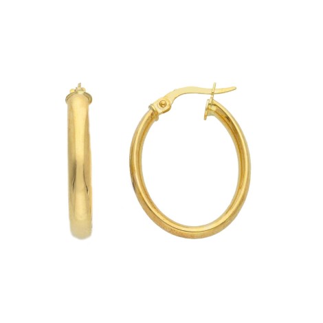 Orecchini Cerchi Ovali Oro Giallo 9kt