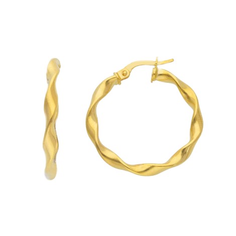 Orecchini Cerchi Oro Giallo 9kt torchon 3mm 20